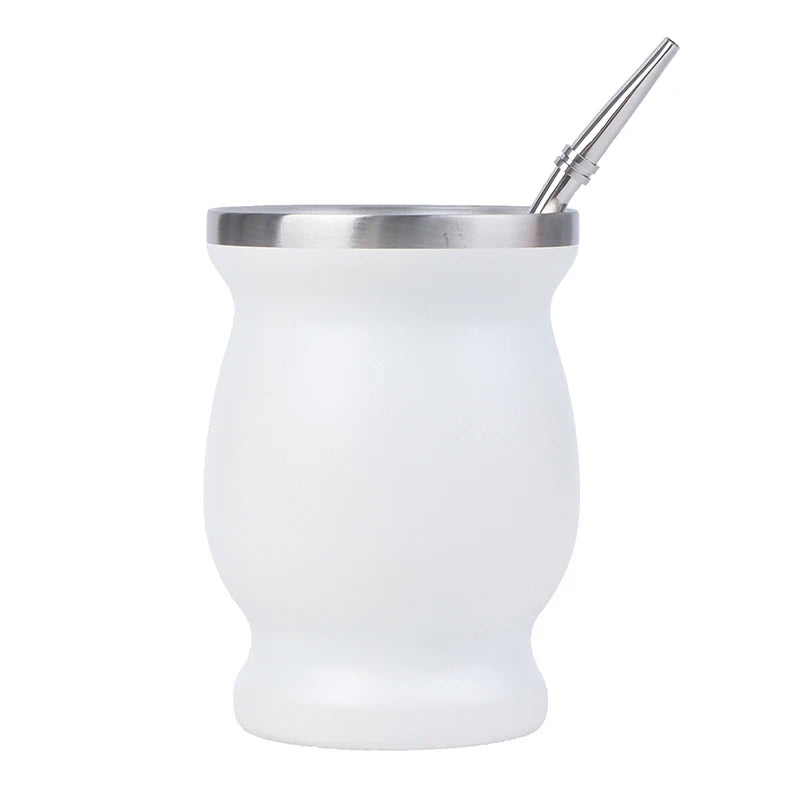 1PC Yerba Mate Cup 304 Stainless Steel 8Oz Argentine Yerba Mate Gourd with Bombillas Easy to Prepare and Clean
