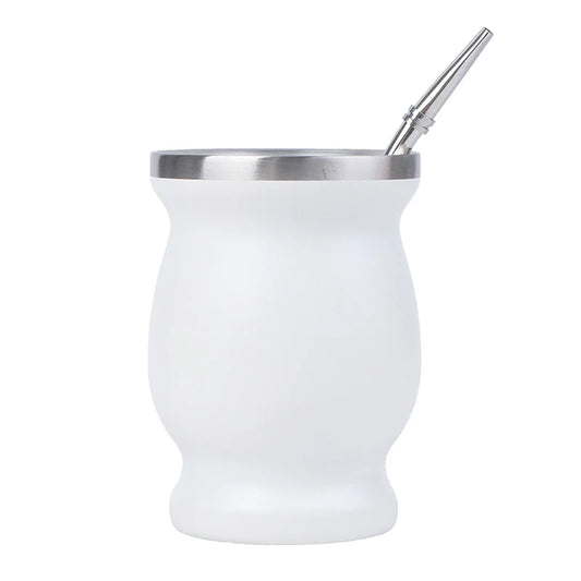 1PC Yerba Mate Cup 304 Stainless Steel 8Oz Argentine Yerba Mate Gourd with Bombillas Easy to Prepare and Clean