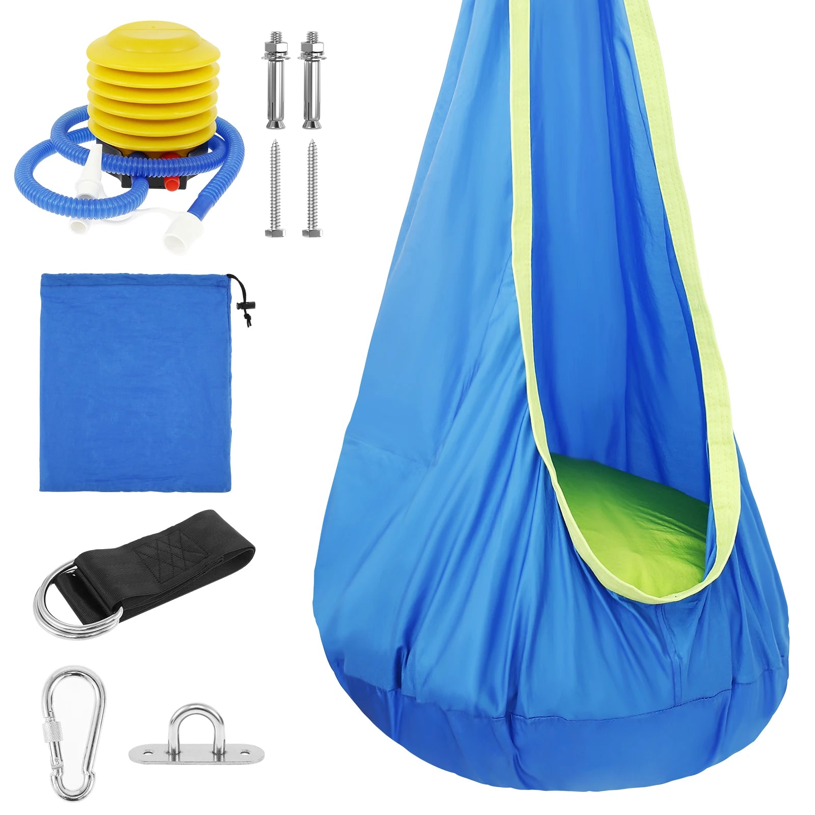 Chair Sensory Swing Chair Kids Pod Swing Seat Portable Hammock Chair Swing with Inflatable Pillow Hanging Hammock Max 200Kg