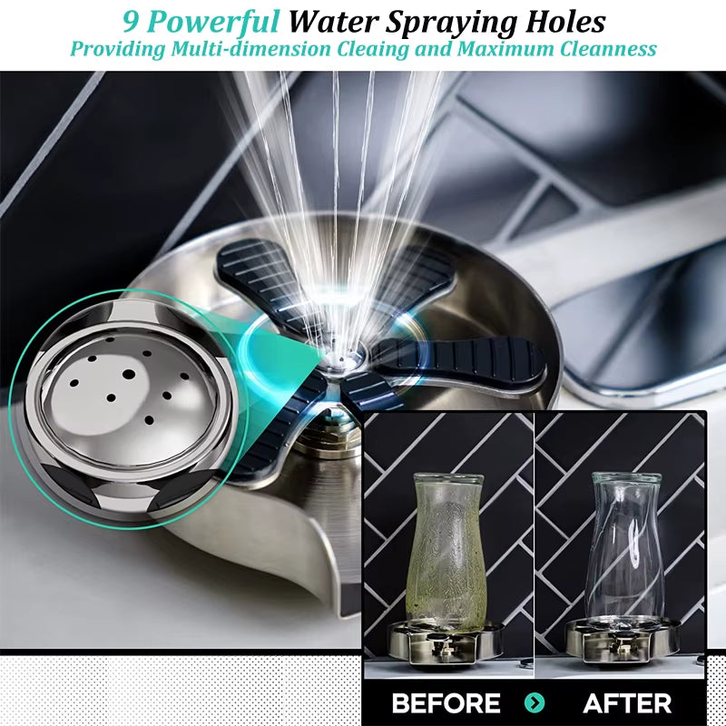 Kitchen Sink Glass Cup Wash Automatic Stainless Steel Pressure Spray Washer Cup Tool Cleaning Faucet Bar Rinser Coffee Pitcher