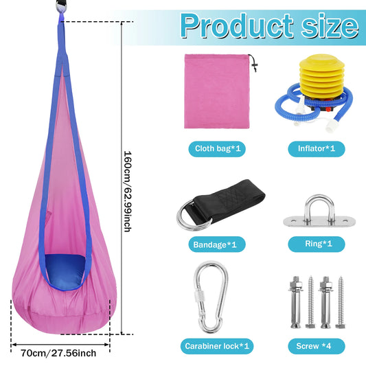 Chair Sensory Swing Chair Kids Pod Swing Seat Portable Hammock Chair Swing with Inflatable Pillow Hanging Hammock Max 200Kg