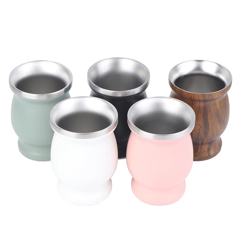 1PC Yerba Mate Cup 304 Stainless Steel 8Oz Argentine Yerba Mate Gourd with Bombillas Easy to Prepare and Clean