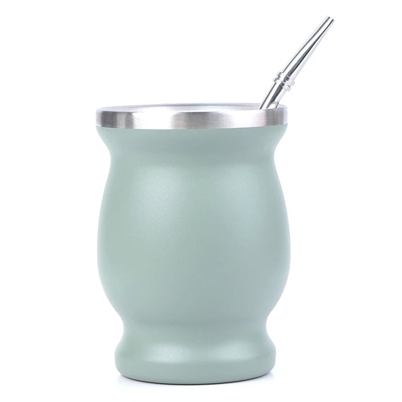 1PC Yerba Mate Cup 304 Stainless Steel 8Oz Argentine Yerba Mate Gourd with Bombillas Easy to Prepare and Clean