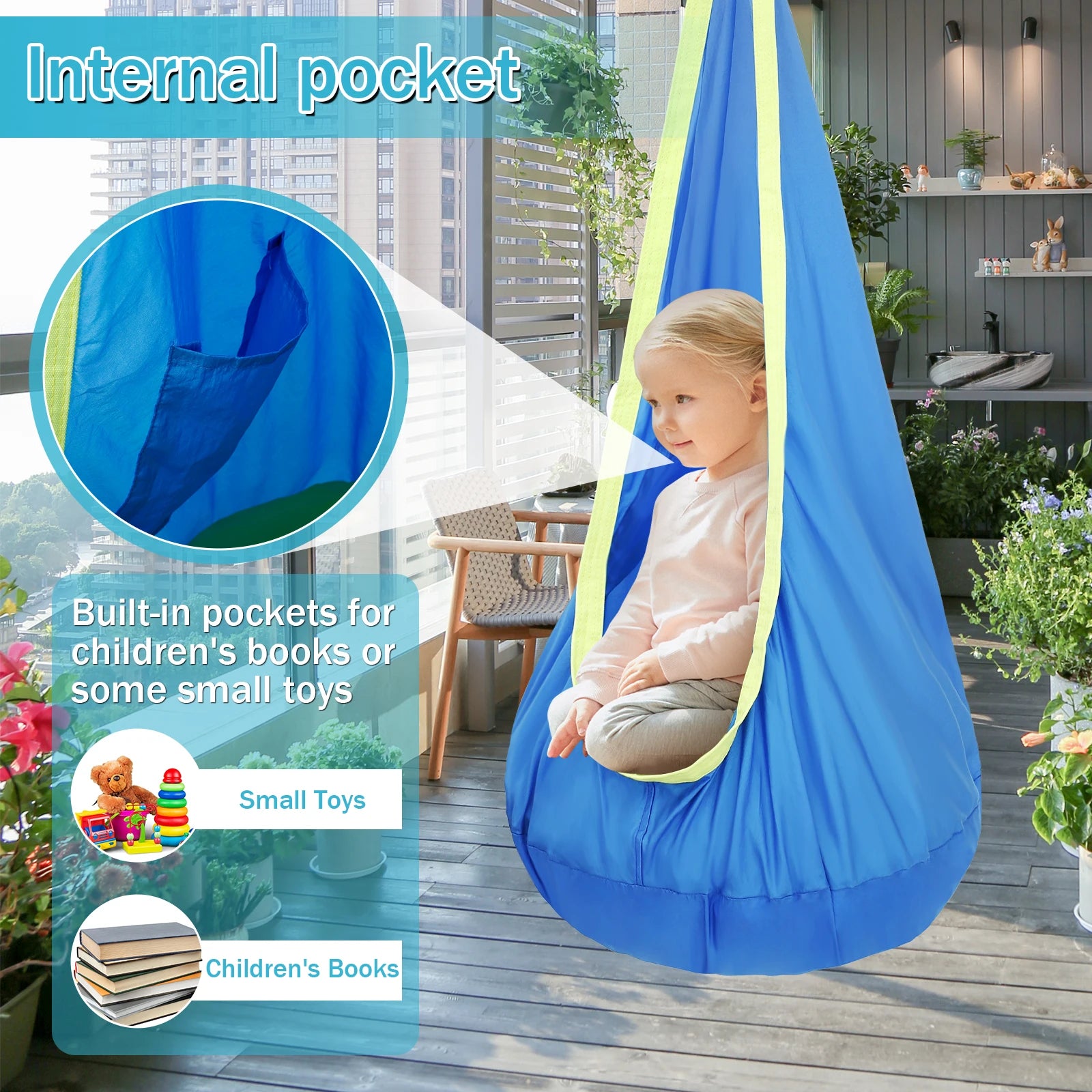 Chair Sensory Swing Chair Kids Pod Swing Seat Portable Hammock Chair Swing with Inflatable Pillow Hanging Hammock Max 200Kg