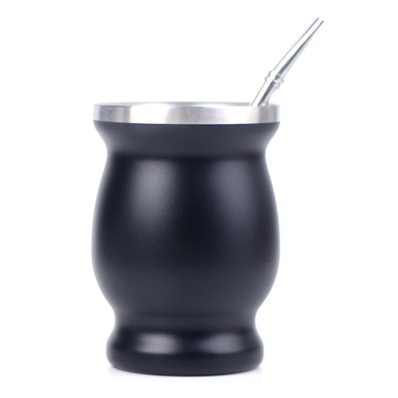 1PC Yerba Mate Cup 304 Stainless Steel 8Oz Argentine Yerba Mate Gourd with Bombillas Easy to Prepare and Clean