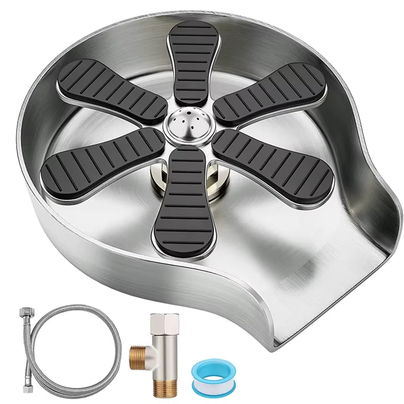 Kitchen Sink Glass Cup Wash Automatic Stainless Steel Pressure Spray Washer Cup Tool Cleaning Faucet Bar Rinser Coffee Pitcher