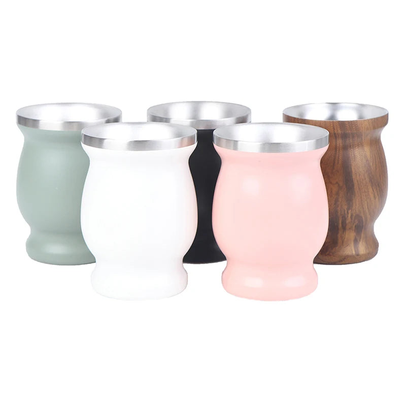 1PC Yerba Mate Cup 304 Stainless Steel 8Oz Argentine Yerba Mate Gourd with Bombillas Easy to Prepare and Clean