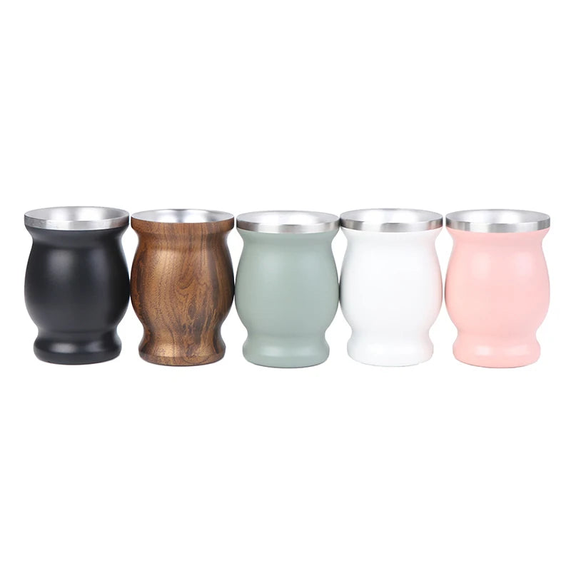 1PC Yerba Mate Cup 304 Stainless Steel 8Oz Argentine Yerba Mate Gourd with Bombillas Easy to Prepare and Clean